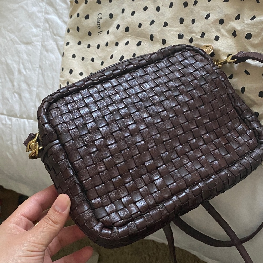 Clare V Dark Plum Woven midi sac Crossbody Bag - Picture 8 of 11